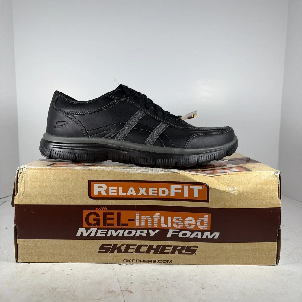 Size 10 Skechers Relaxed Fit Hinton Romato Comfort Shoes Black 64373/BLK